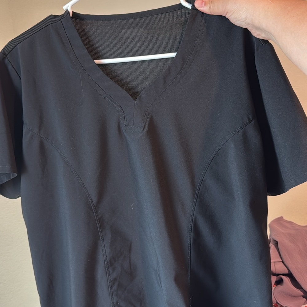 Classic Black V-Neck Scrub Top